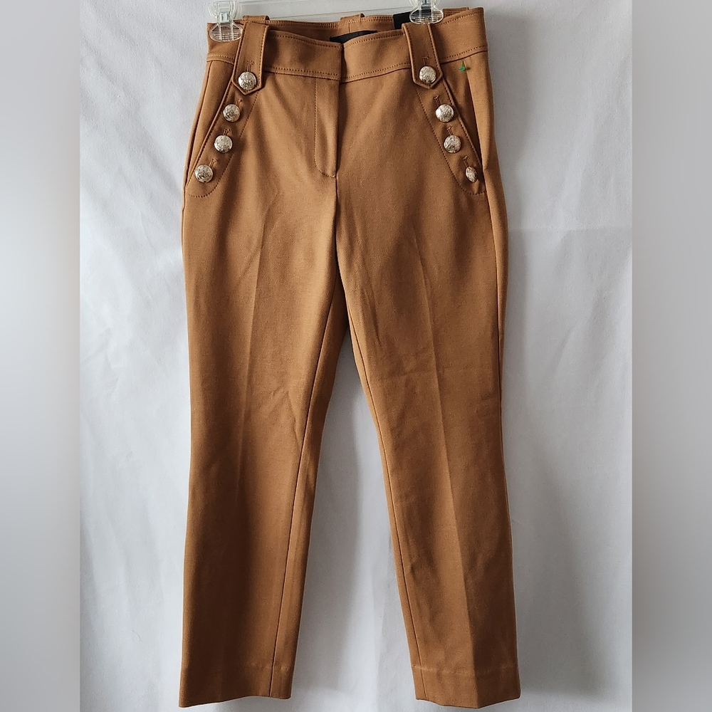 White House Black Market Jolie Button Straight Luxe Stretch Pants Size 4 Reg NWT